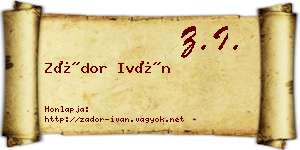 Zádor Iván névjegykártya