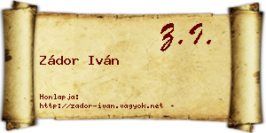 Zádor Iván névjegykártya